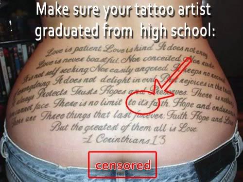 This tattoo is incorrect because the More Information on Bible verse for a 